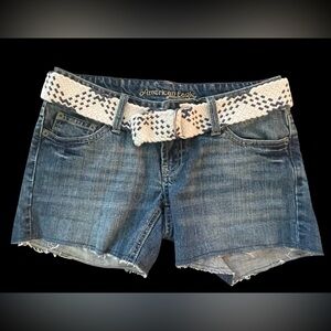 American Eagle Outfitters Blue Jean Shorts with Distressed Hem